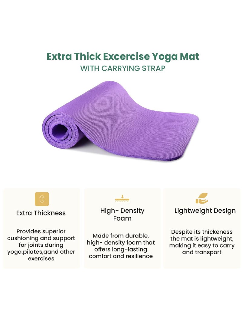 REST Yoga Mat Non Slip, Yoga Mat with Strap Included 10mm Thick Exercise Mat Ideal for HiiT, Pilates, Yoga and Many Other Home Workouts, Purple - Image 5